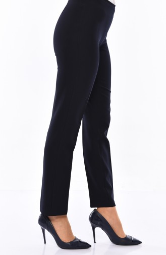 Side Zipper Lycra Trousers 9042-05 Navy Blue 9042-05