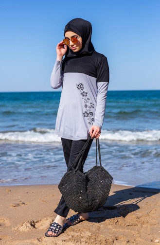 Grau Hijab Badeanzug 1990-03