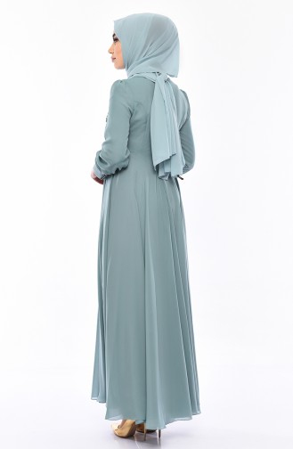 Unreife Mandelgrün Hijab-Abendkleider 8750-03