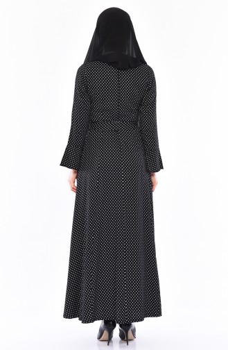 Puantiyeli Elbise 5530-02 Siyah