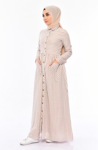BURUN Striped Dress 0616-01 Mink 0616-01