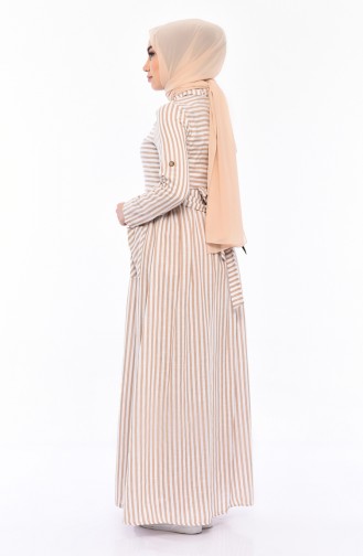 BURUN Striped Dress 0616-01 Mink 0616-01