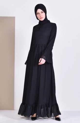 Gefälteltes Kleid 81693-01 Schwarz 81693-01