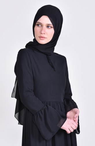 Gefälteltes Kleid 81693-01 Schwarz 81693-01