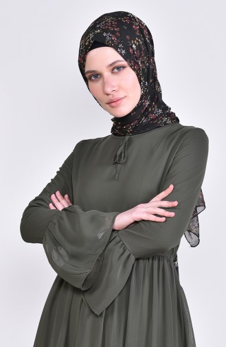 بورون فستان بتصميم طيات 81693-04 لون اخضر كاكي 81693-04