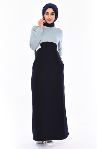 Navy Blue İslamitische Jurk 9034-06