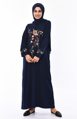 Navy Blue İslamitische Jurk 0300-04