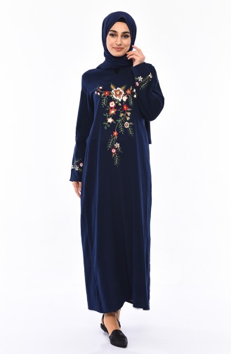 Navy Blue İslamitische Jurk 0300-04