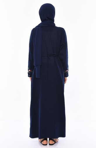 Navy Blue İslamitische Jurk 0300-04