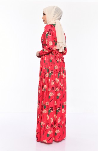 Flower Patterned Dress 28334-01 Fuchsia 28334-01