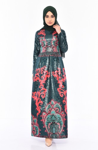 Jacquard Dress 7569-01 Emerald Green 7569-01