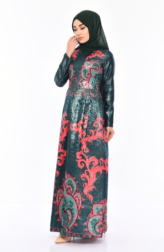 Smaragdgrün Hijab Kleider 7569-01