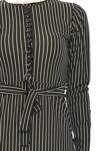 Striped Belted Dress 4161-03 dark Green 4161-03