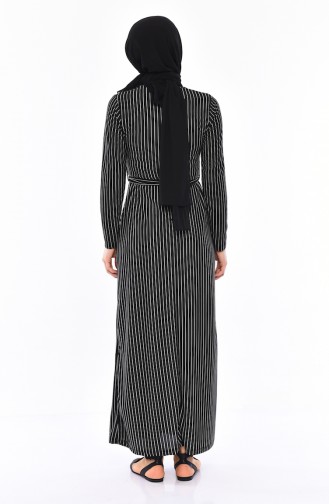 Striped Belted Dress 4161-04 Black 4161-04