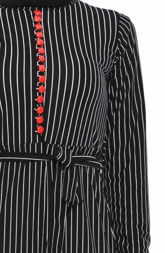 Striped Belted Dress 4161-04 Black 4161-04