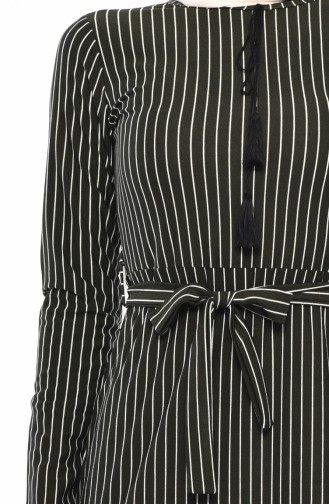 Striped Belted Dress 4162-03 dark Green 4162-03