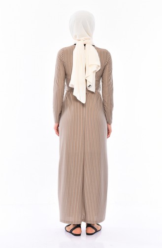 Striped Belted Dress 4162-04 Mink 4162-04