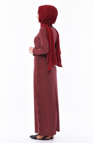 Claret Red Hijab Dress 4162-05