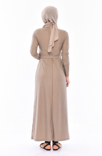 Striped Belted Dress 4163-03 Mink 4163-03