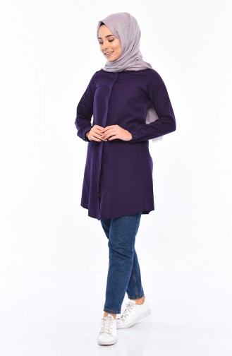 Gizli Düğmeli Tunik 069412-09 Mor