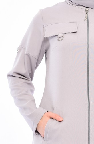 Pocket Detailed Zippered Tunic 5068-01 Gray 5068-01