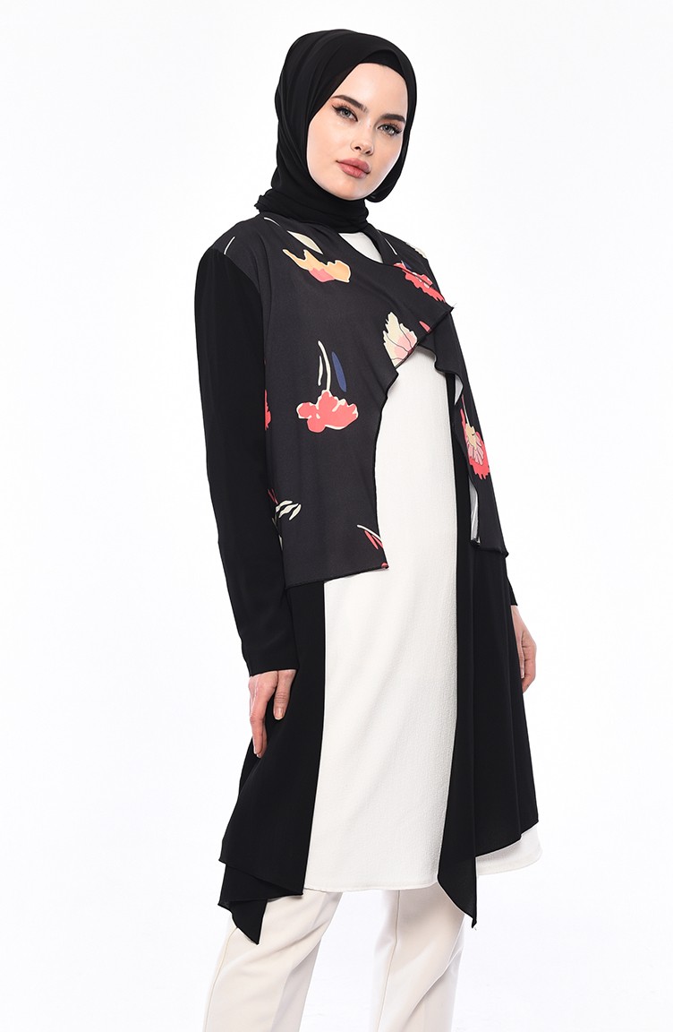 black polyester cardigan