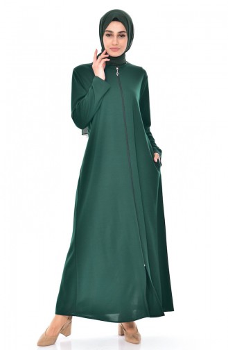 Abaya mit Reißverschluss 0156-12 Smaragdgrün 0156-12