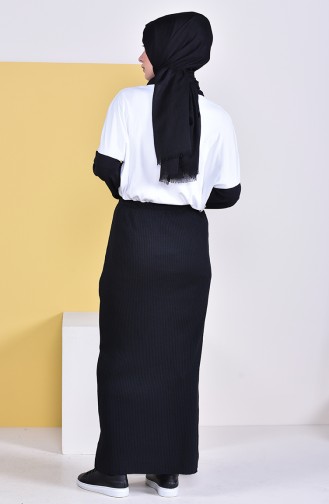 Fitted Elastic Skirt 5966-01 Black 5966-01