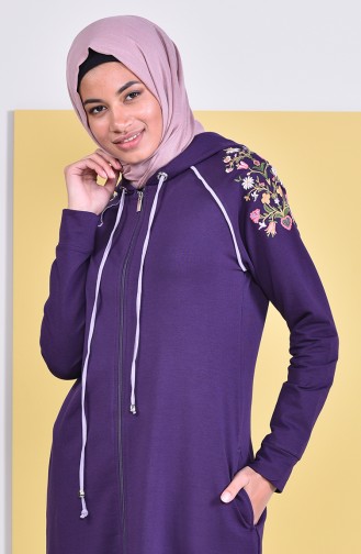 Embroidered Sports Abaya 8366-04 Purple 8366-04