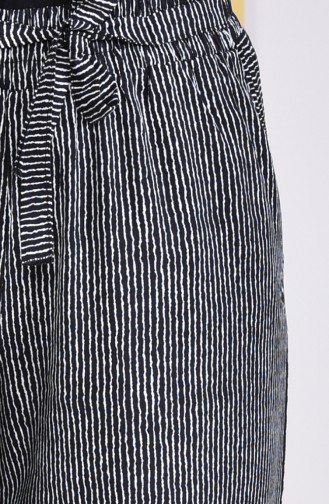 Pantalon Large a Rayures 0162M-01 Noir Blanc 0162M-01