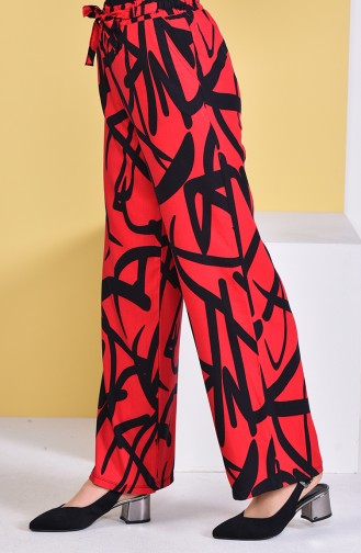 Patterned Plenty Cuff Trousers 0162P-01 Red 0162P-01