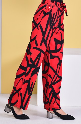 Patterned Plenty Cuff Trousers 0162P-01 Red 0162P-01