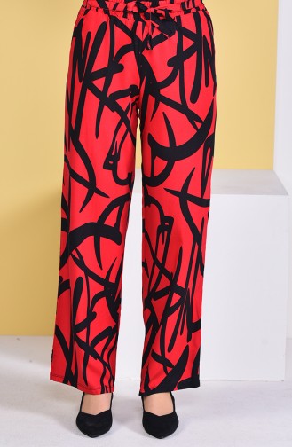 Patterned Plenty Cuff Trousers 0162P-01 Red 0162P-01