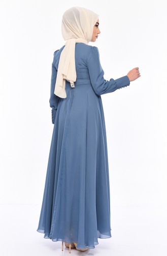 Blau Hijab-Abendkleider 8750-06