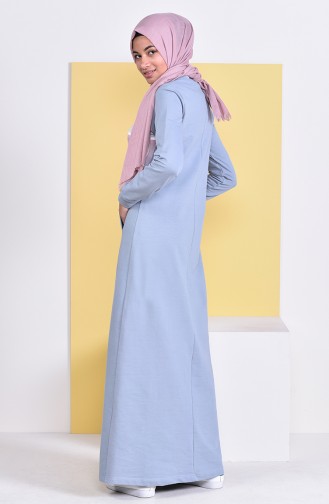 Blau Hijab Kleider 9043-01