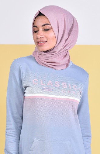 Blau Hijab Kleider 9043-01