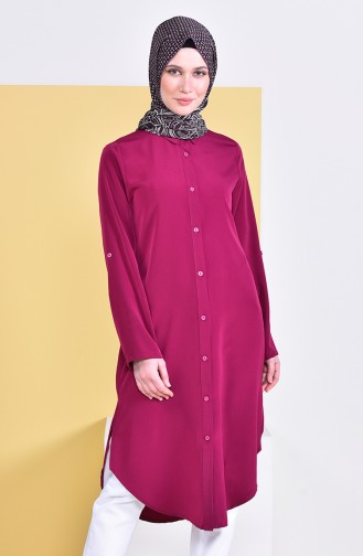 Buttoned Crepe Tunic 2002-02 Plum 2002-02