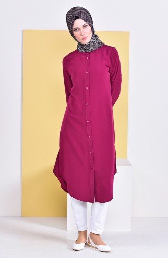 Buttoned Crepe Tunic 2002-02 Plum 2002-02