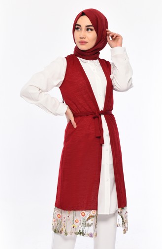 Belted Vest 1245-01 Claret Red 1245-01