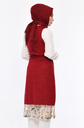 Belted Vest 1245-01 Claret Red 1245-01