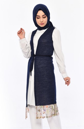 Belted Vest 1245-02 Navy Blue 1245-02