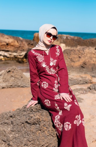 Robe a Motifs 0004-02 Bordeaux 0004-02