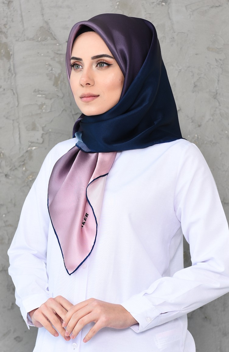 Aker Degradeli Ipek Krep Saten Esarp 7656 701 325 Eflatun Sefamerve