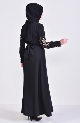 MISS VALLE  Embroidered Abaya 8980-01 Black 8980-01
