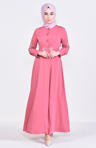 MISS VALLE  Embroidered Abaya 8980-02 Dry Rose 8980-02