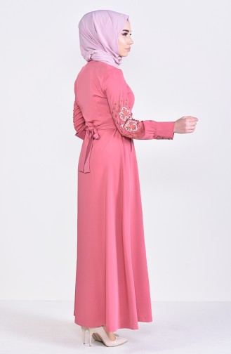 MISS VALLE  Embroidered Abaya 8980-02 Dry Rose 8980-02