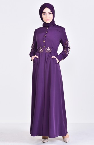 MISS VALLE  Embroidered Abaya 8980-06 Purple 8980-06