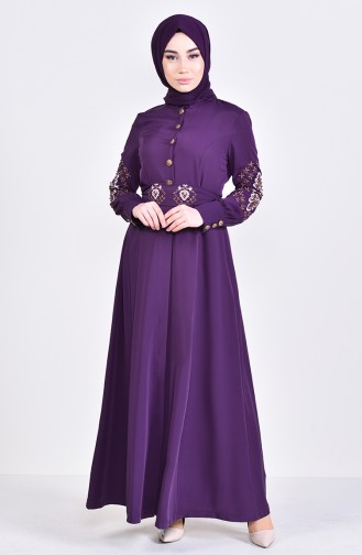 MISS VALLE  Embroidered Abaya 8980-06 Purple 8980-06