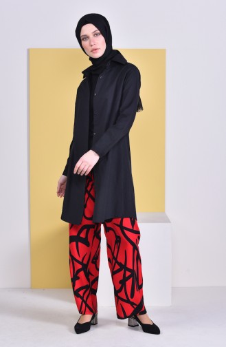 Patterned Plenty Cuff Trousers 0162P-01 Red 0162P-01