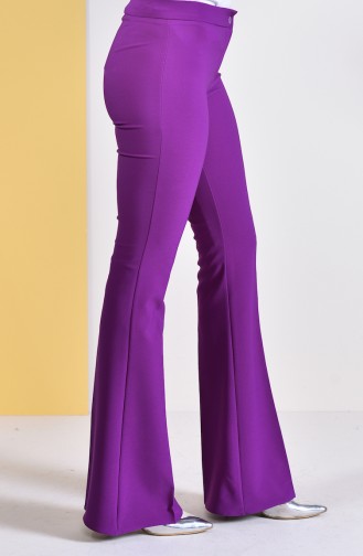 İspanyol Paça Pantolon 3990-16 Koyu Mor